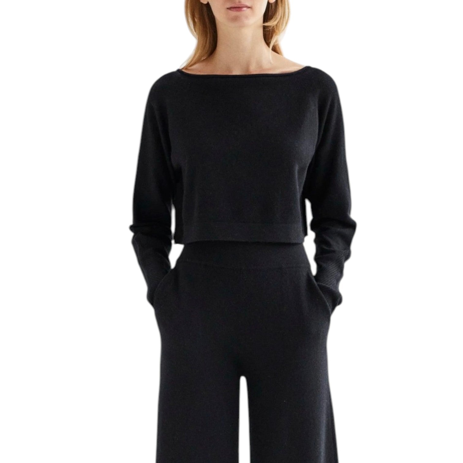 ANNIS HAZEL BLACK REVERSIBLE CROPPED TOP