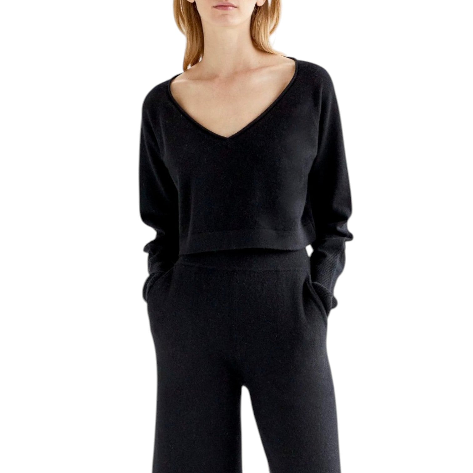 ANNIS HAZEL BLACK REVERSIBLE CROPPED TOP
