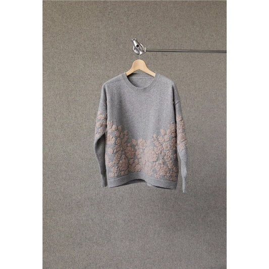Annis MICHELLE GRAY AND ROSE HAND EMBROIDERED SWEATSHIRT
