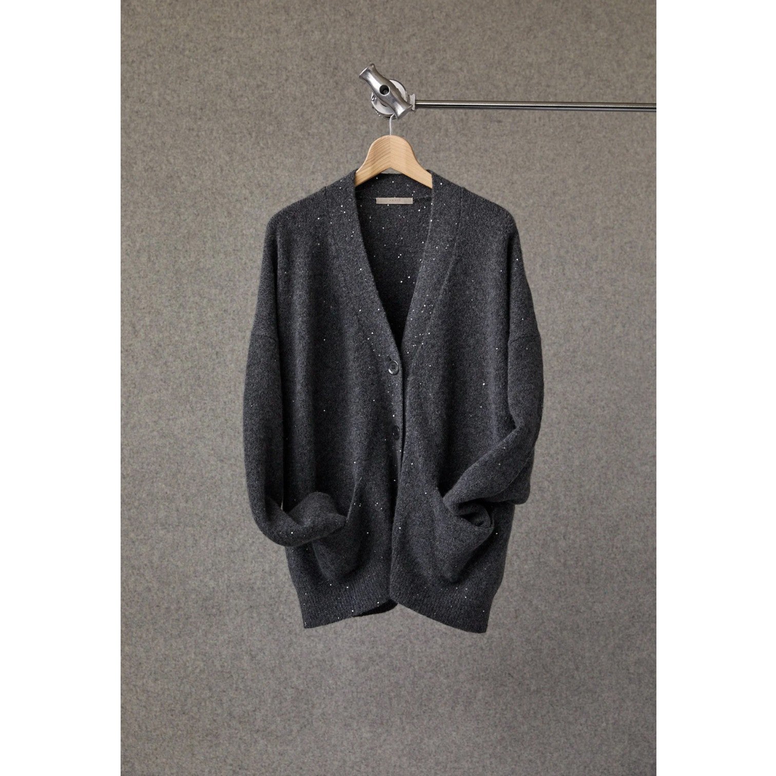 Annis KATHLEEN DARK GRAY SEQUINED BOXY CARDIGAN
