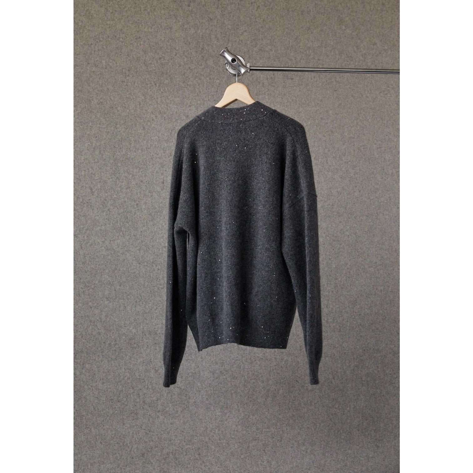 Annis Kathleen Dark Gray Sequined Boxy Cardigan