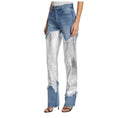 Load image into Gallery viewer, Brandon Maxwell The Stella Metallic Leather Patch Jeans
