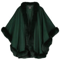 Load image into Gallery viewer, Sofia Cashmere Emerald Green Cervinia Fur Trimmed Cape

