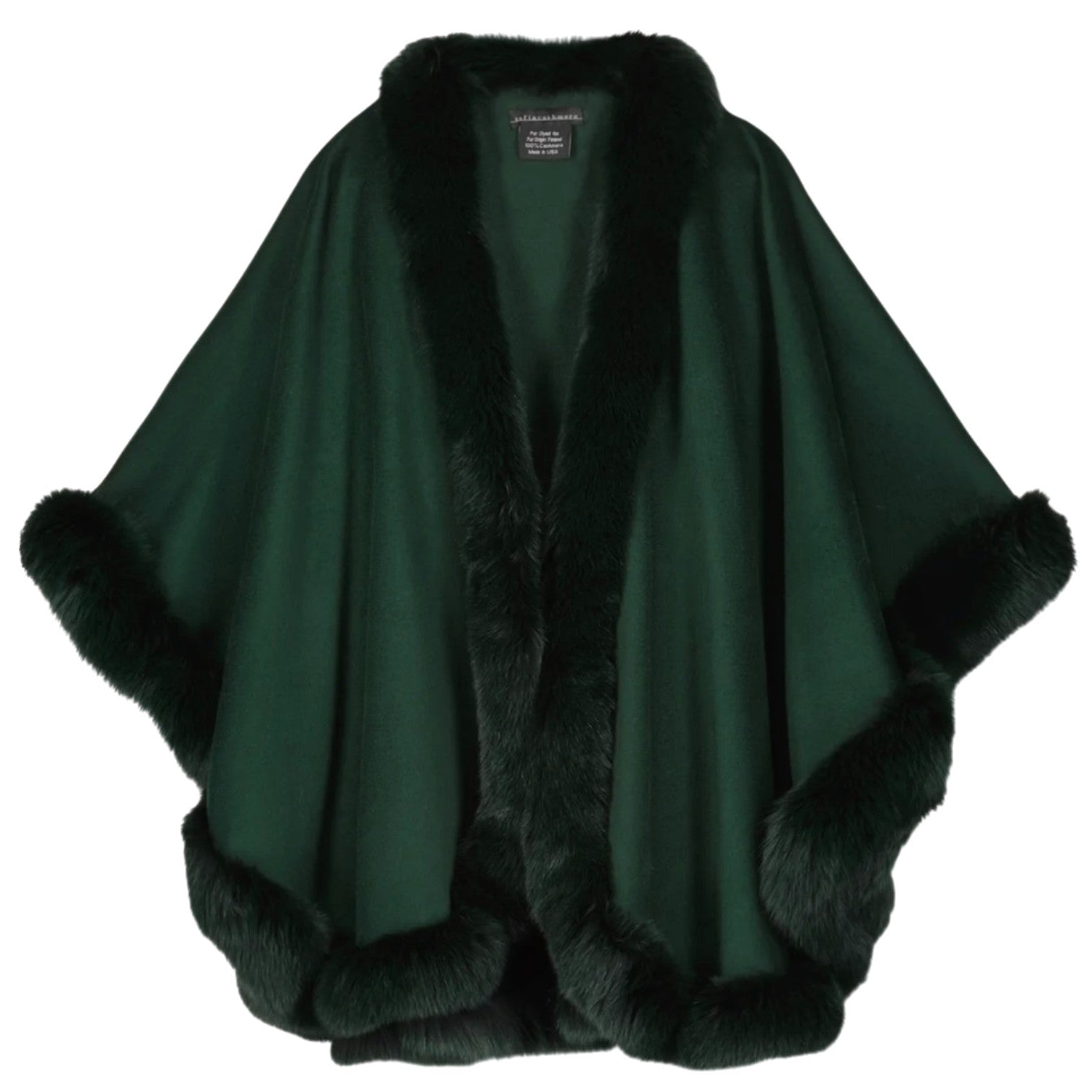 Sofia Cashmere Emerald Green Cervinia Fur Trimmed Cape

