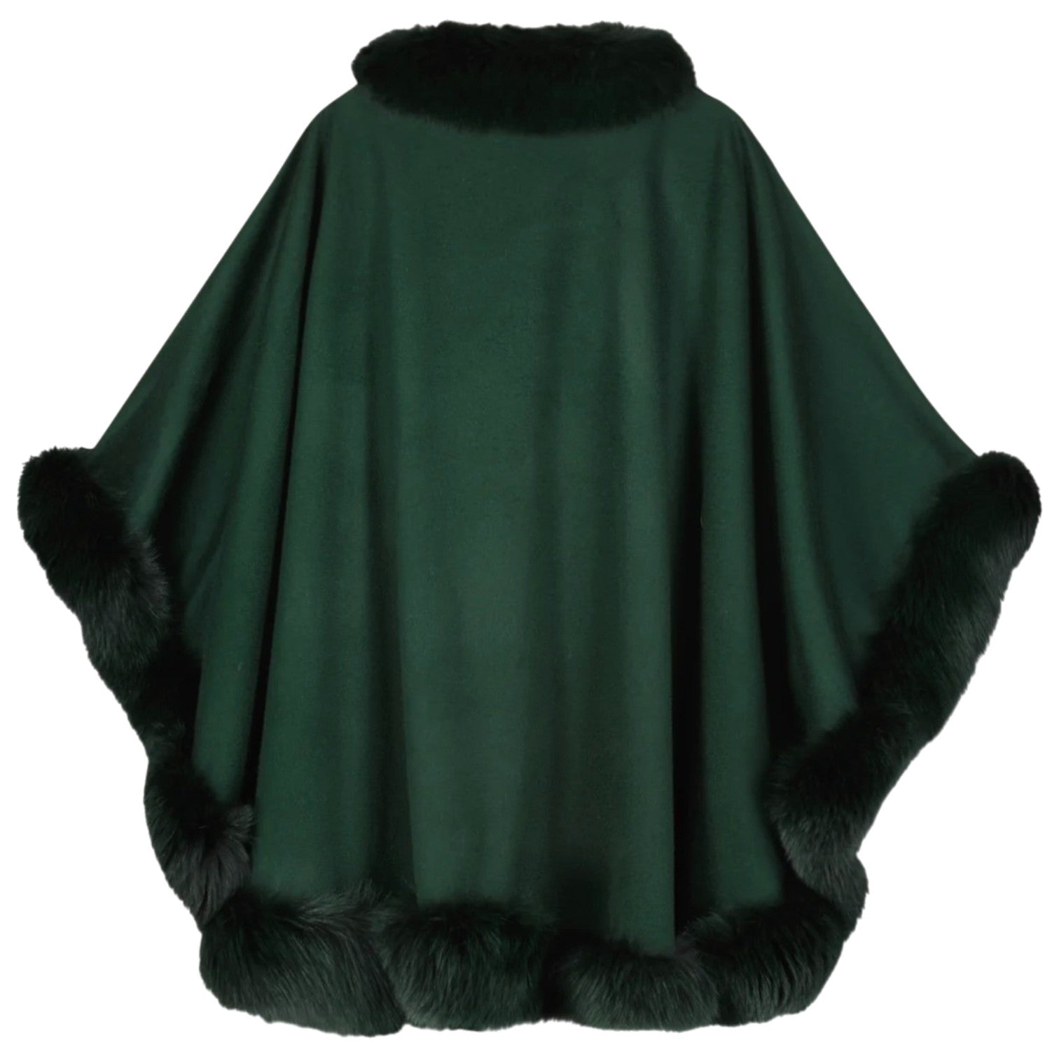 Sofia Cashmere Emerald Green Cervinia Fur Trimmed Cape
