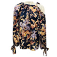 Load image into Gallery viewer, Zimmermann Navy Blue Multi Floral Printed Cold Shoulder Silk Top

