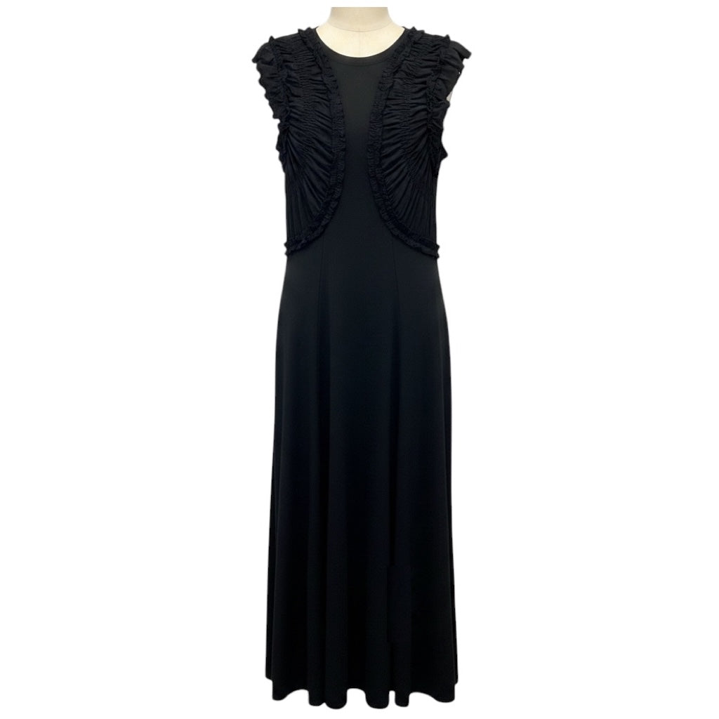 Ulla Johnson Black Ruched Detail Organic Cotton Maxi Dress