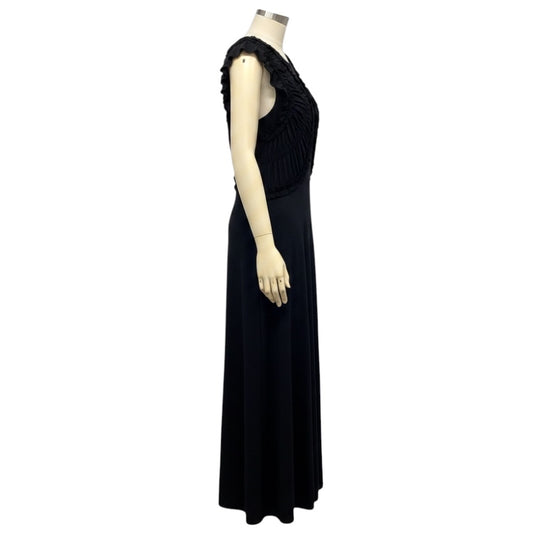 Ulla Johnson Black Ruched Detail Organic Cotton Maxi Dress