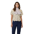 Load image into Gallery viewer, Valentino Roma Vintage Lilac Faux Pearl Embellished Petal Applique Short Sleeved Eyelet Jacket
