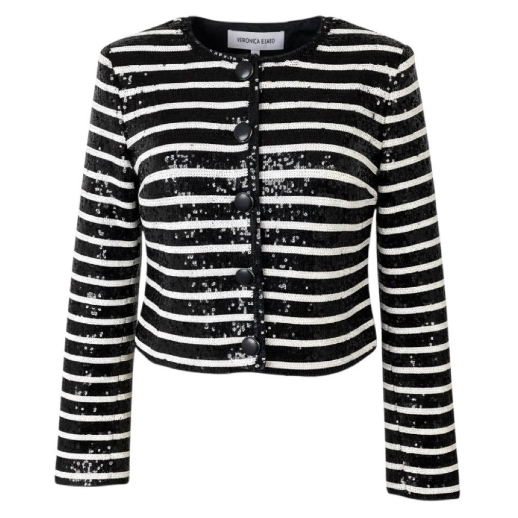 Veronica Beard Black / Off-White Mickey Sequin Jacket