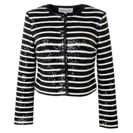 Veronica Beard Black / Off-White Mickey Sequin Jacket
