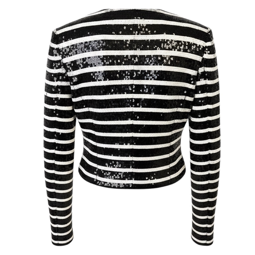 Veronica Beard Black / Off-White Mickey Sequin Jacket
