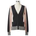 Load image into Gallery viewer, Autumn Cashmere Charcoal Grey / Light Pink / Light Grey Colorblock V-Neck Cashmere Knit Cardigan Sweater
