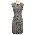 Load image into Gallery viewer, Alexander McQueen Black / White Floral Patterned Bandage Knit Flared Midi Dress
