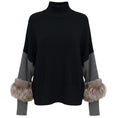 Load image into Gallery viewer, Agnona Black / Grey / Taupe Fur Trimmed Cashmere Knit Sweater
