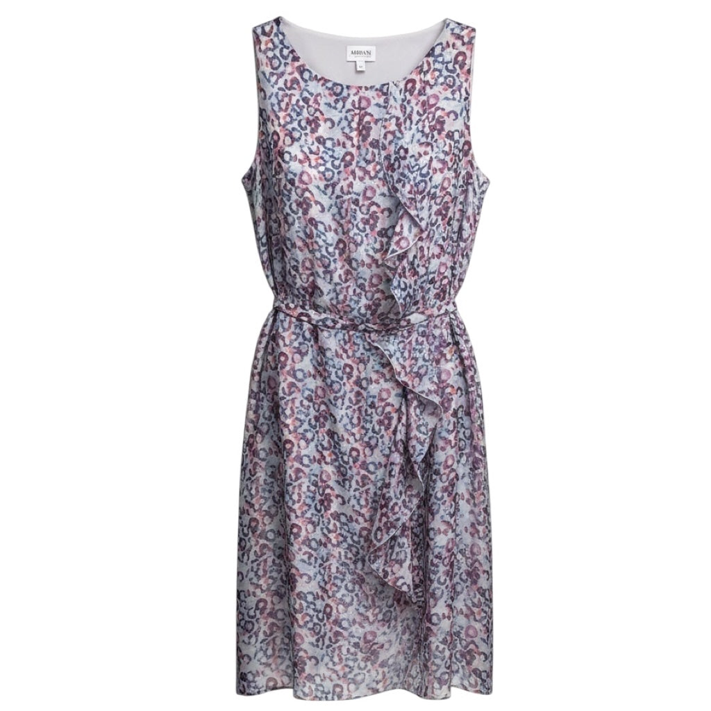 Armani Collezioni Light Purple Multi Printed Sleeveless Silk Midi Dress with Belt