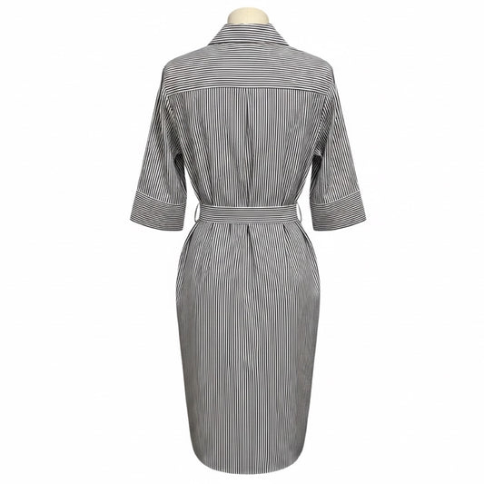 Akris Punto Navy Blue / White Striped Cotton Dress with Belt
