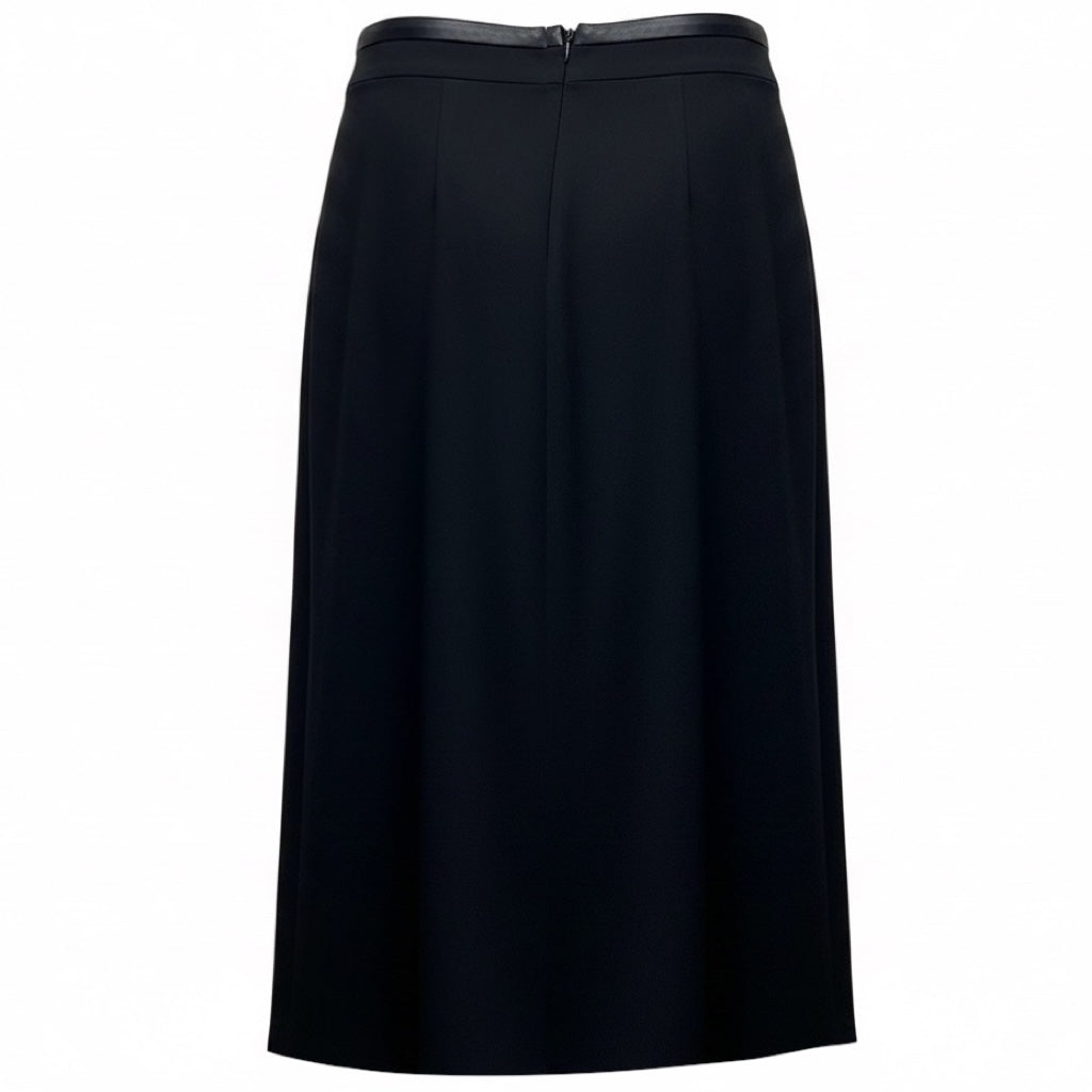 Altuzarra Black Silk Trimmed Crepe Midi Skirt with Gold Buttons