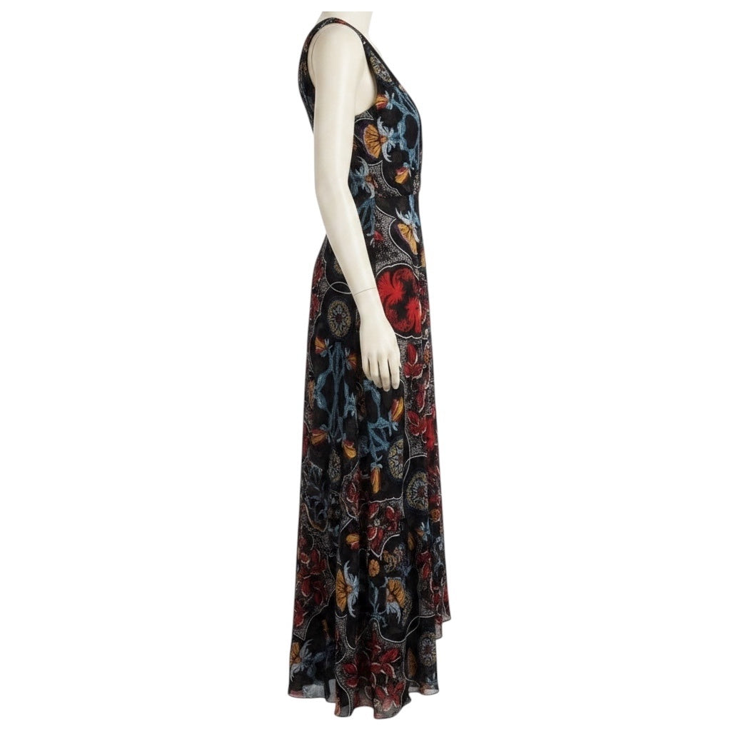 Alice + Olivia Black Multi Kora Printed Goddess Maxi Dress