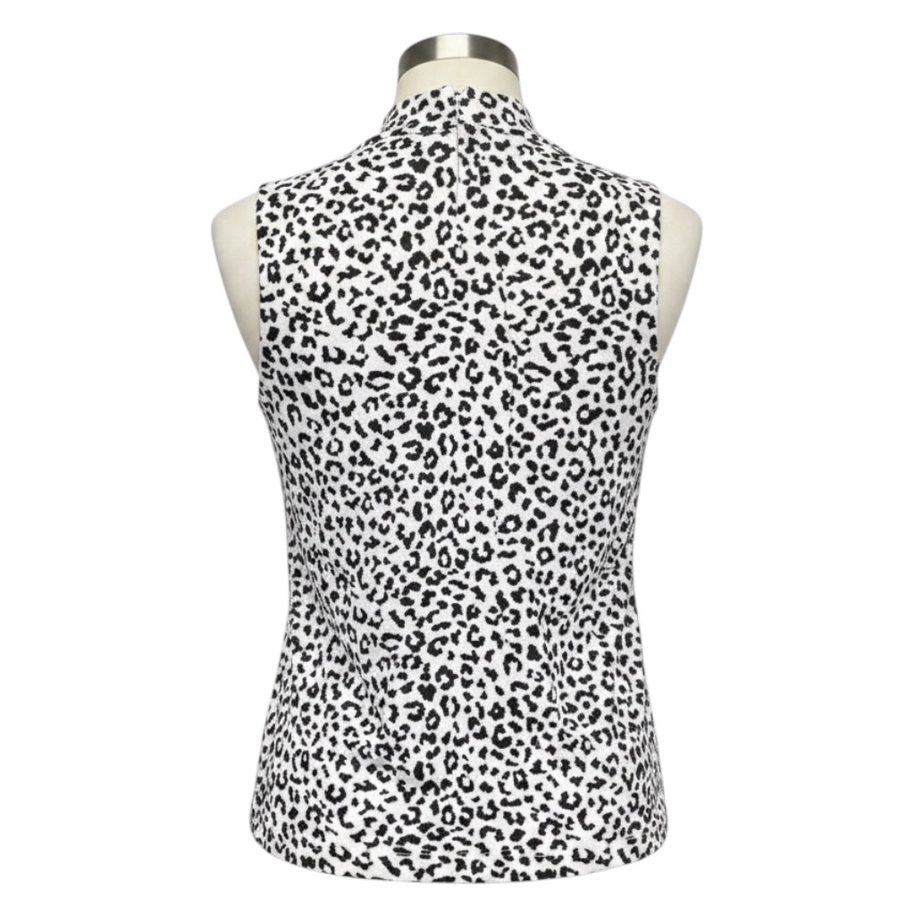 Adam Lippes White / Black Knit Jacquard Sleeveless Turtleneck Top