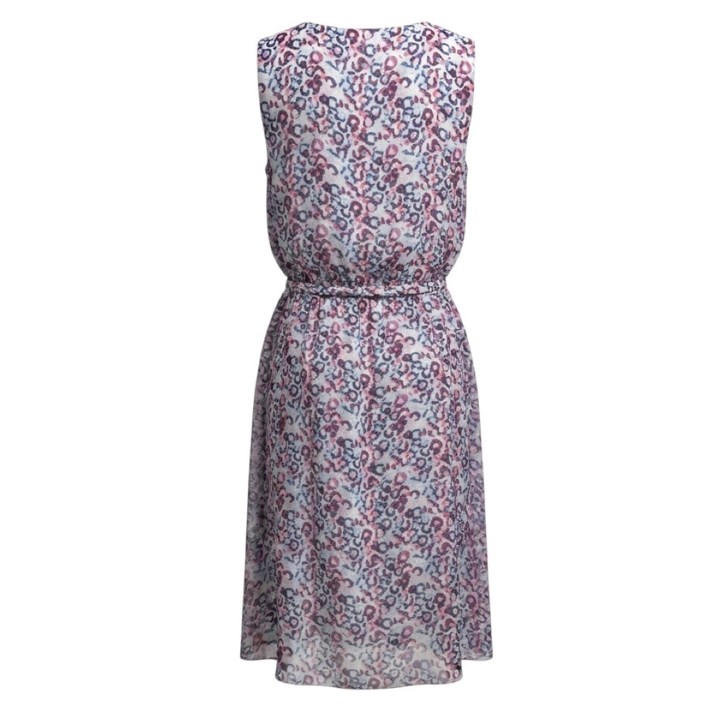 Armani Collezioni Light Purple Multi Printed Sleeveless Silk Midi Dress with Belt