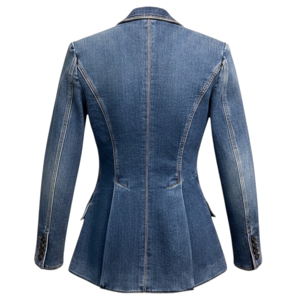 Alexander McQueen Blue Medium Wash One Button Denim Jacket