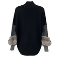Load image into Gallery viewer, Agnona Black / Grey / Taupe Fur Trimmed Cashmere Knit Sweater
