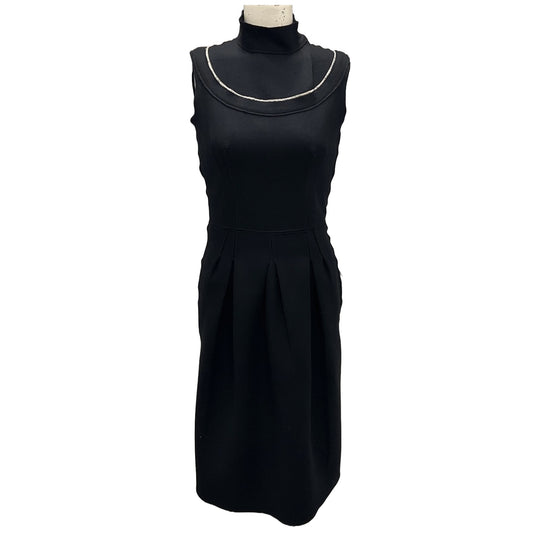 Prada Black High Neck Sleeveless Wool Midi Dress