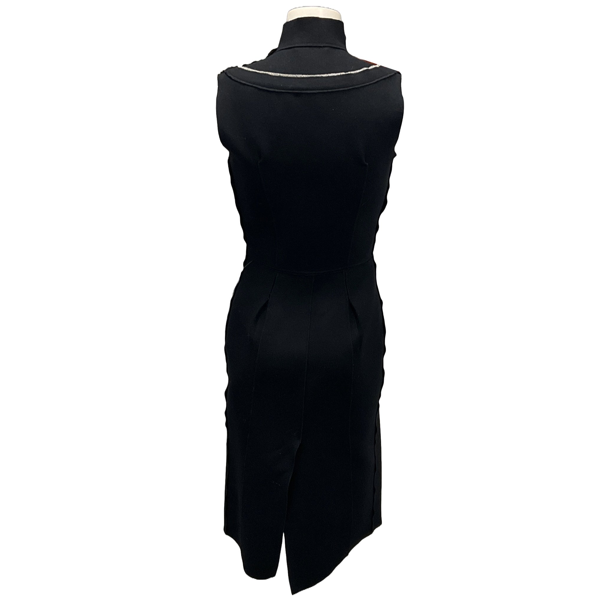 Prada Black High Neck Sleeveless Wool Midi Dress