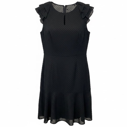 Akris Punto Black Keyhole Detail Velvet Dot Pattern Sheer Cotton Layered Dress