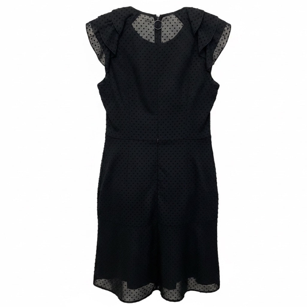 Akris Punto Black Keyhole Detail Velvet Dot Pattern Sheer Cotton Layered Dress