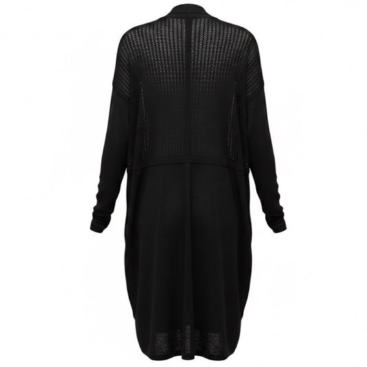 Akris Black Zip Front Linen and Wool Knit Cardigan Sweater