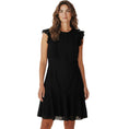 Load image into Gallery viewer, Akris Punto Black Keyhole Detail Velvet Dot Pattern Sheer Cotton Layered Dress
