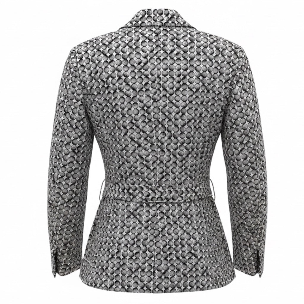 Akris Punto Black / White Printed Cotton Blazer Jacket