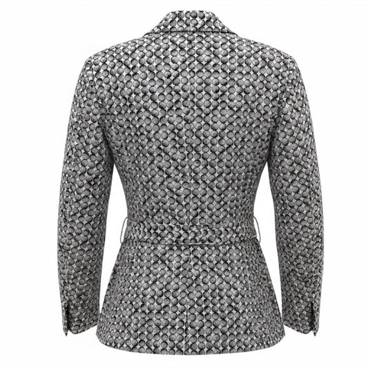 Akris Punto Black / White Printed Cotton Blazer Jacket
