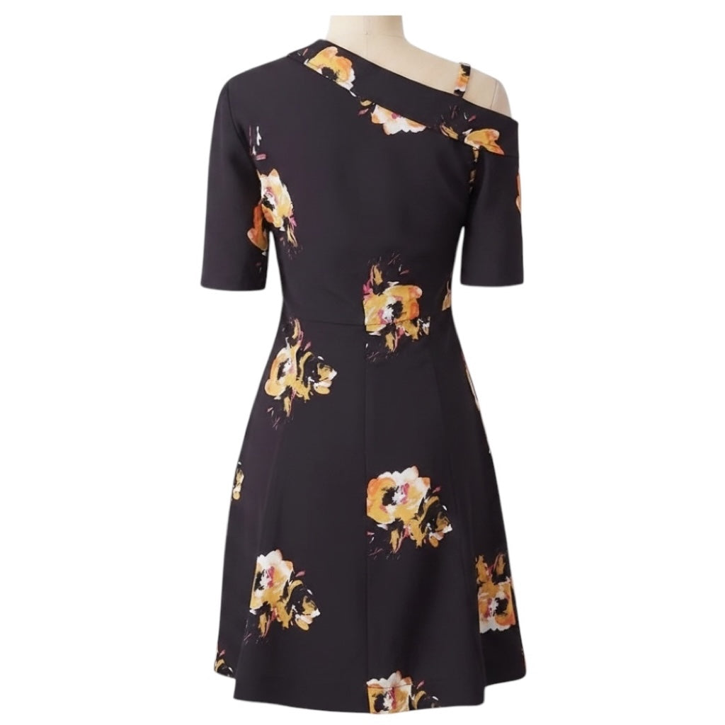 A.L.C. Black / Saffron Lucia Floral Silk Faux Wrap Mini Dress