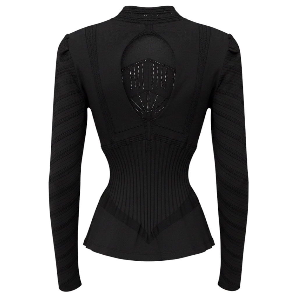 Alexander McQueen Black Silk and Nylon Stretch Long Sleeved Top
