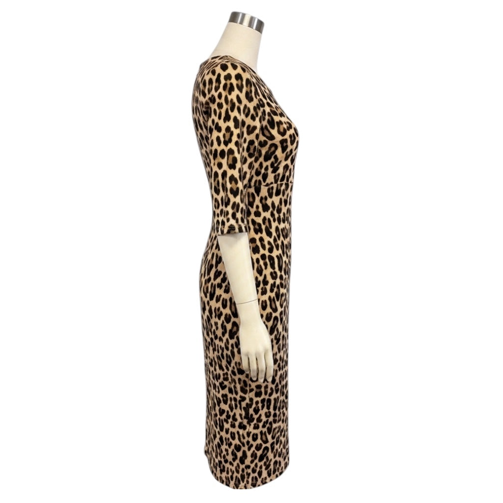 Alice + Olivia Tan / Black Delora Fitted Leopard Print Dress