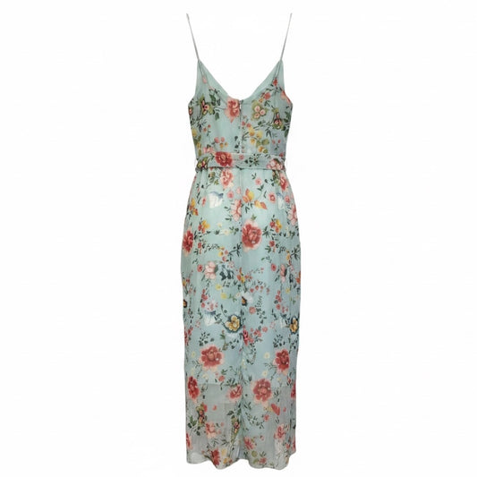 Alice + Olivia Light Blue Floral Print Mable Faux Wrap Midi Dress