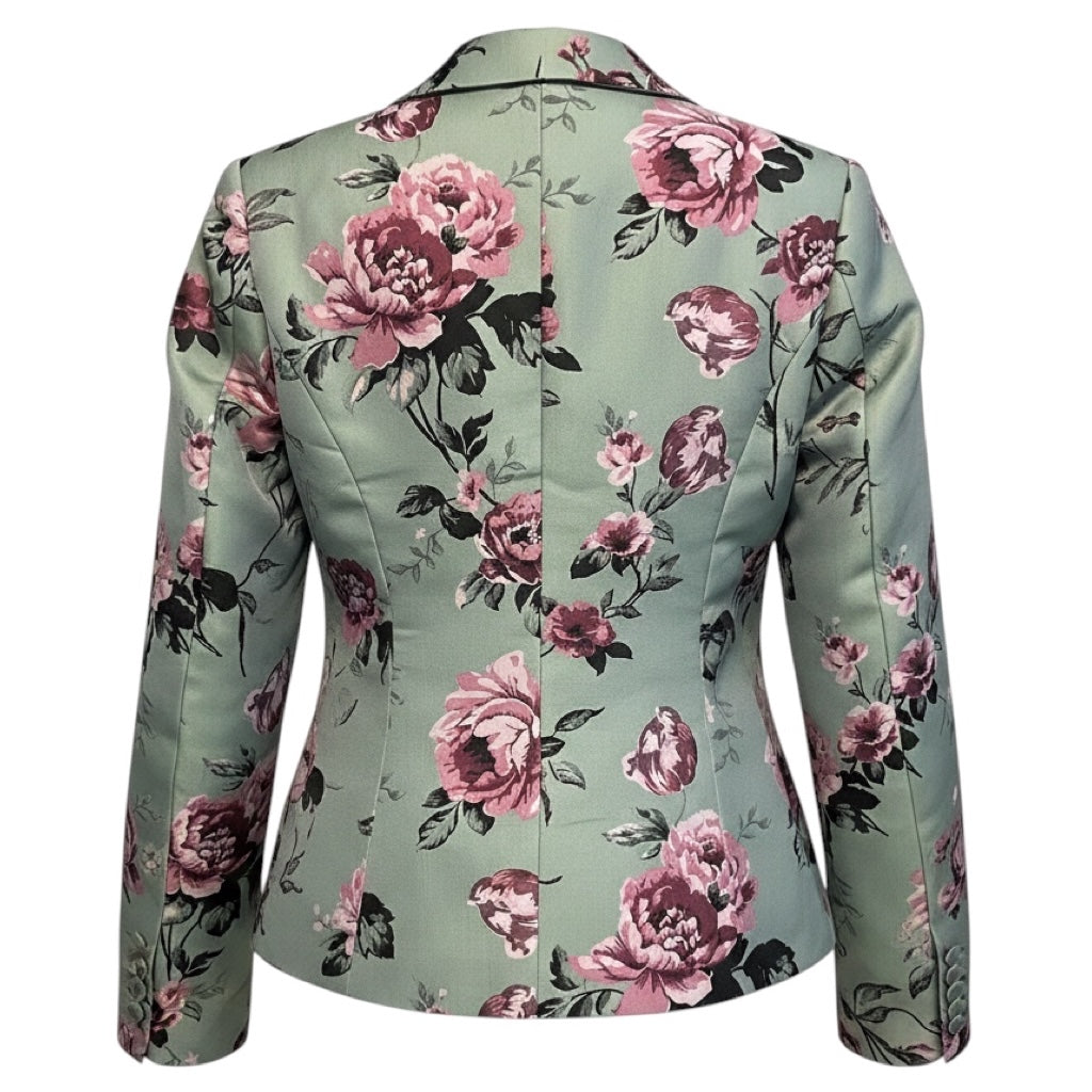 Alice + Olivia Sage Green Lana Floral Jacquard Blazer