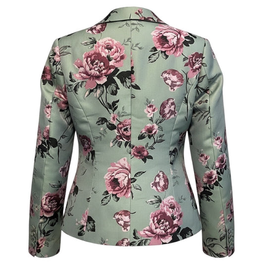 Alice + Olivia Sage Green Lana Floral Jacquard Blazer