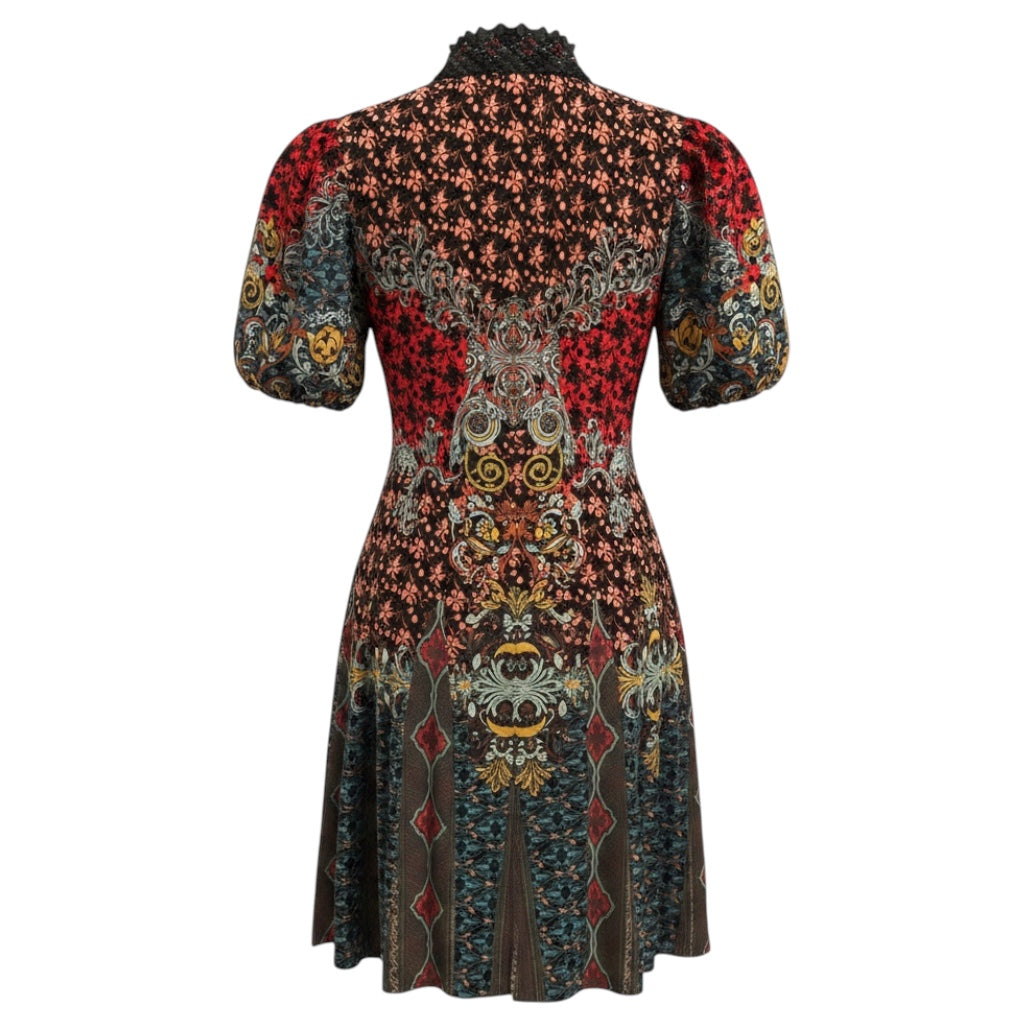 Alice + Olivia Red / Blue Multi Patchwork Mini Dress