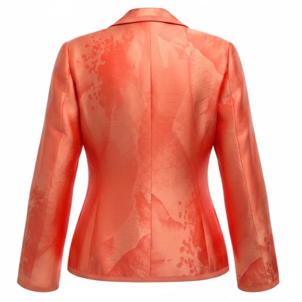 Armani Collezioni Orange Grosgrain Trimmed Silk Jacquard Jacket