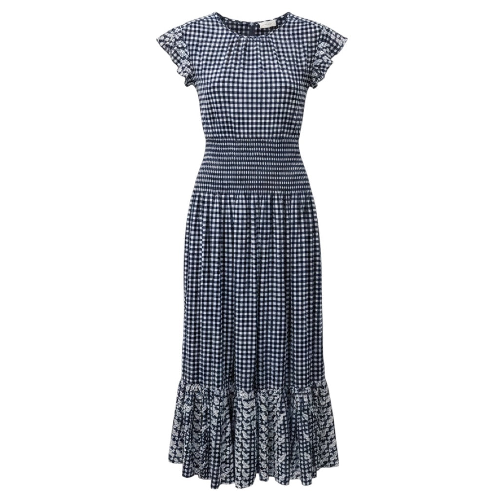 Banjanan Blue Gingham Noir Cotton Cambric Aurelia Dress