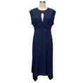 Load image into Gallery viewer, Ba&sh Blue Inaia Asymmetric Jacquard Midi Dress with Keyhole Detail
