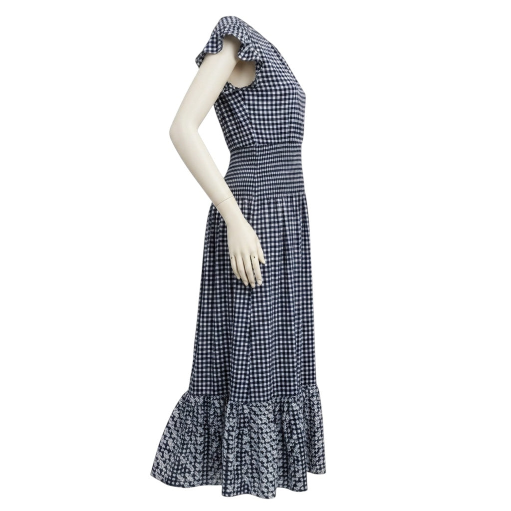 Banjanan Blue Gingham Noir Cotton Cambric Aurelia Dress