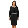 Load image into Gallery viewer, Badgley Mischka Black Pearl and Crystal Embellished Long Sleeved Midi Cocktail Dress
