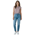 Load image into Gallery viewer, Brunello Cucinelli Lavender / White Striped Cotton and Silk Top with Monili
