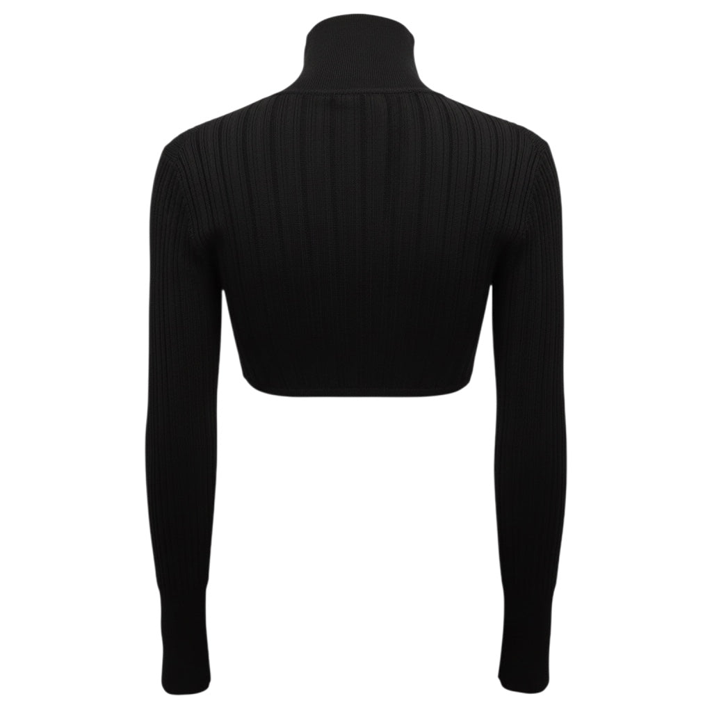 Alaia Black Cropped Shiny Crinoline Cardigan Jumper / Sweater