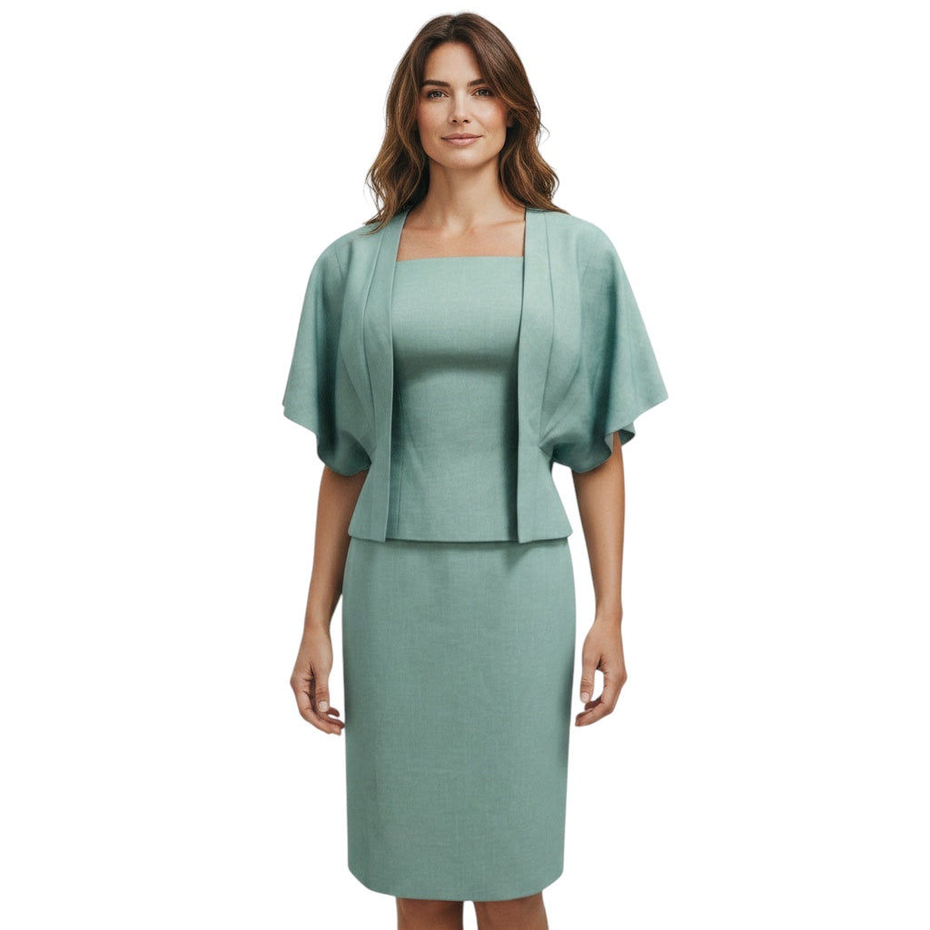 Brioni Mint Green Wool and Linen Top and Skirt Suit Set